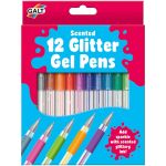 Set 12 pixuri cu gel cu sclipici parfumate pentru scris si desen