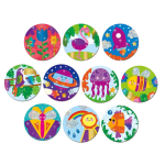 Set creativ pentru copii - 10 insigne colorate cu folie de transfer