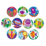 Set creativ pentru copii - 10 insigne colorate cu folie de transfer