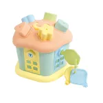 Joc de sortare cu forme si chei, Casuta vesela pastel, 12 luni+