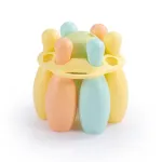 Set bowling pastel pentru copii cu 6 popice si bila, 19 cm