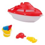 Set jucarii de plaja Dolu Jumbo cu vaporas si accesorii, 6 piese