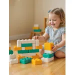 Cuburi gigant pastel DOLU, 48 piese, joc educativ 12 luni+