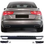 Difuzor spate + țevi de eșapament look W12 potrivit pentru Audi A6 C7 4G 10-14 2.8 3.0 fără S-Line Performance AutoTuning
