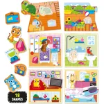 Joc Montessori Căsuța Animaluțelor cu 6 camere și 18 piese