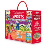 Puzzle educativ Ora de sport cu 200 piese, carte si figurine 3D Sassi