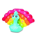 Jucarie de stivuit Paun colorat pentru bebelusi 12 luni+, 4 piese