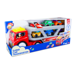 Jucarie interactiva camion transport auto cu lumini si 6 masinute