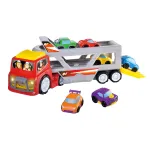 Jucarie interactiva camion transport auto cu lumini si 6 masinute