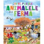 Carte cu 6 puzzle-uri cu animale de la ferma pentru copii 3+