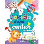 Colorăm după contur - carte de colorat pentru copii 3 ani+, 96 pagini