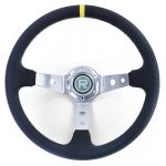 Volan sport dished TIP 2 din piele autentică alu negru 350mm potrivit pentru Momo Sparco Performance AutoTuning