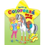 Carte de colorat si scriere cu cai si ponei pentru copii 4+