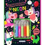 Carte de colorat Unicorni Neon cu markere fluorescente si abtibilduri