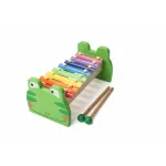 Xilofon din lemn pentru copii Broscuta vesela, 8 note colorate