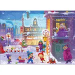 Puzzle de Craciun cu oras festiv, 60 piese, pentru copii 5 ani+