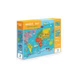 Puzzle magnetic educativ Harta lumii cu 136 piese pentru copii 5+