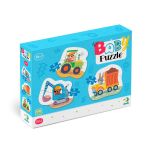 Puzzle bebe 3 in 1 cu mijloace de transport, 2-4 piese, 18 luni+