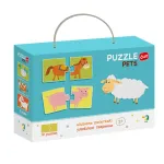 Puzzle duo educativ cu animale de la ferma, 12 imagini, 2 piese, 3+
