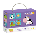 Puzzle duo educativ cu hrana animalelor, 12 asocieri, 2 piese, 3+