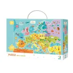 Puzzle educativ Descoperă Europa, 100 piese, hartă ilustrată copii 5+