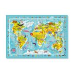 Puzzle educativ Harta animalelor lumii, 80 piese, pentru copii 5+