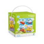 Puzzle 4 in 1 cu vehicule pentru copii, 12-24 piese, 3 ani+