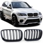 Grilă de rinichi cu fante duble, performanță, neagră, potrivită pentru BMW X5 E70 X6 E71 din 2006 Performance AutoTuning