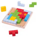 Joc de logica din lemn puzzle colorat pentru copii 3+
