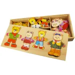 Joc de potrivire din lemn Familia Ursuletilor pentru copii 3-6 ani