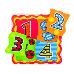 Puzzle din lemn cu numere pentru bebelusi, 4 piese, BigJigs