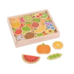 Set magnetic cu fructe si legume din lemn, 35 piese educative