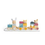 Trenuleț cu forme din lemn 2 în 1 cu animăluțe vesele BigJigs