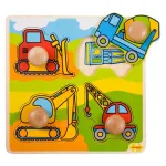 Puzzle din lemn cu manere - Utilaje de santier pentru copii 12 luni+