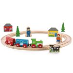 Set tren din lemn pentru copii Bigjigs, 19 piese, Primul meu tren