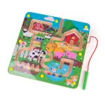 Puzzle labirint magnetic din lemn Ferma, BigJigs Toys, 3 ani+