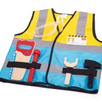 Set costum de constructor pentru copii cu vestă și accesorii de lucru
