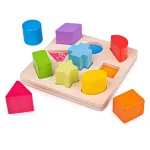Joc de sortare forme din lemn pentru copii, 9 piese colorate