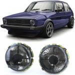 Faruri Fumuriu Negru cu Mira potrivite pentru VW Golf 1 + Cabrio 74-83 Performance AutoTuning