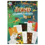 Carte de colorat cu activitati Jungla, 64 pagini, copii 3+