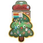 Carte de colorat de Craciun cu carioci, model bradut, 20 pagini, 3+