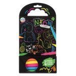 Carte de colorat neon cu animale și 5 carioci pentru copii 5+