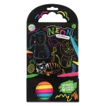 Carte de colorat neon cu animale și 5 carioci pentru copii 5+