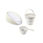 Set baie bebelusi 3 in 1 cu suport anatomic, galeata si cana, bej