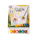 Set pictura pe numere pentru copii cu tigru si dinozaur, 2 planse, 5+