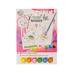 Set de pictura pe numere pentru copii cu unicorn si zana, 2 planse