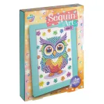 Tablou cu paiete Bufnita pentru copii 6+, set creativ cu 8 culori