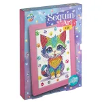 Tablou cu paiete Pisicuță, set creativ strălucitor pentru copii 6+