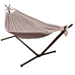 Hamac cu suport metalic, material textil 210x153 cm, cadru 247x133x104 cm, negru si gri Household NewTrend