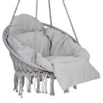 Scaun rotund tip leagan suspendat cu perna Confort Plus, casa sau gradina, gri Household NewTrend